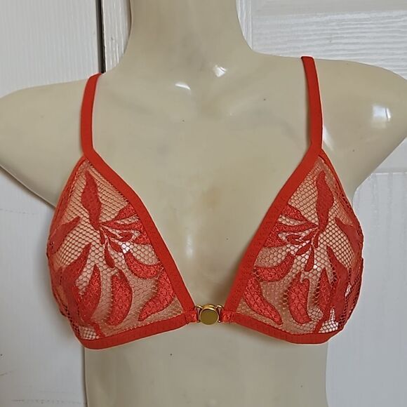 Free People Women's Lace Bralette Racer Back Bra Henna Red Small - Picture 16 of 16